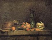 Jean Baptiste Simeon Chardin With olive jars and other glass pears still life Sweden oil painting artist